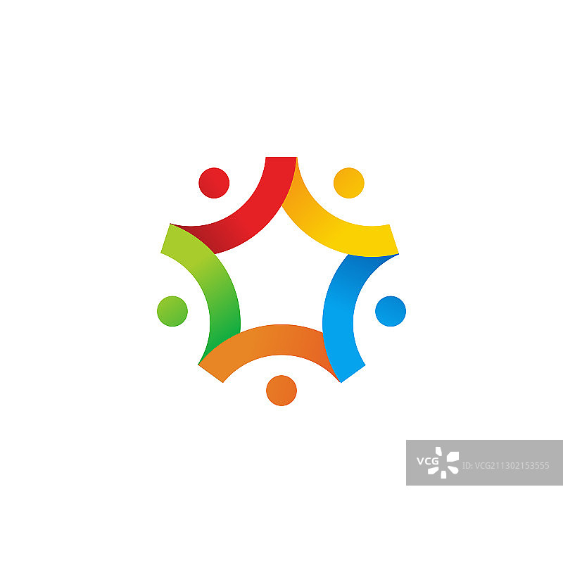 家庭团队合作星形标志图标图片素材