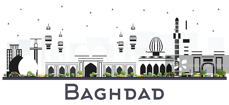 彩色建筑的巴格达城市天际线图片素材