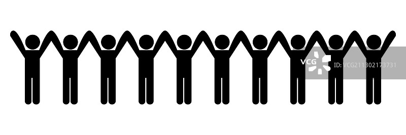 人们手牵手，链条简笔画EPS图片素材