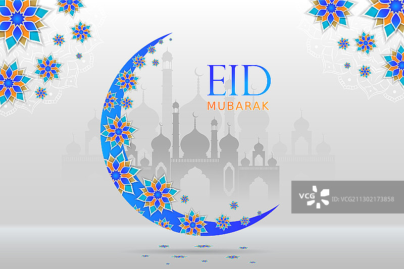 带有问候和祝福的开斋节背景图片素材