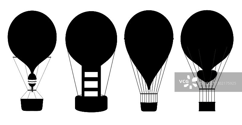 热气球剪影图标图片素材