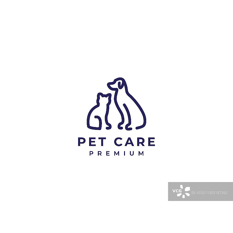 猫狗宠物护理轮廓线条标志图片素材