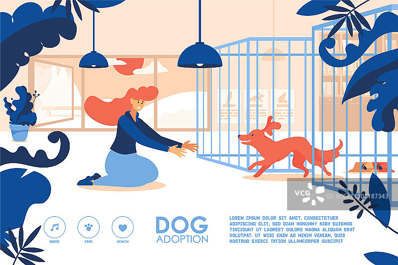 网站banner：年轻女孩领养小狗图片素材