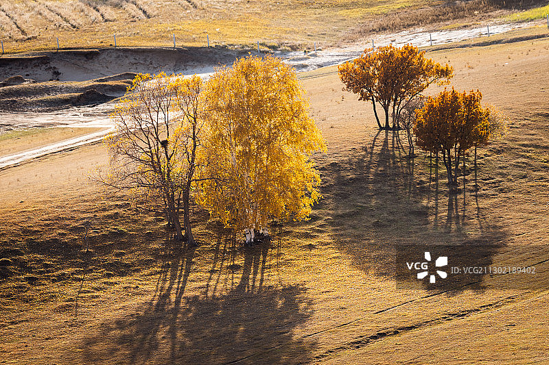 内蒙古乌兰布统东沟秋色，像上帝打翻了调色盘，五彩缤纷。图片素材