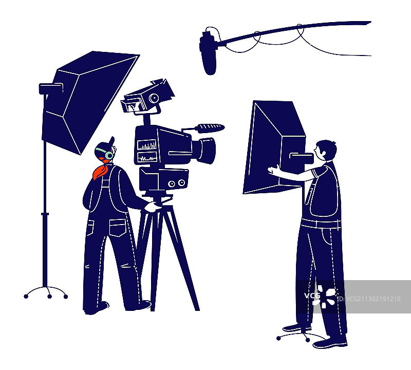 电影摄影师角色通过电影摄影机观察图片素材
