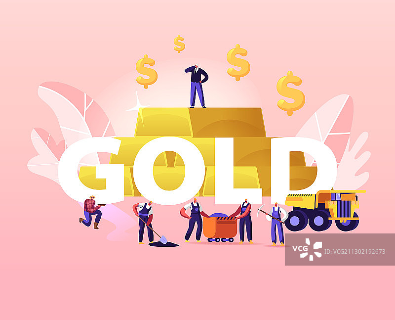 金色采矿概念小矿工图片素材