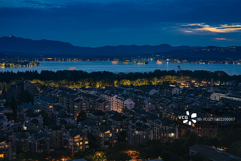 浙江杭州西湖钱塘江城市风光世界遗产图片素材