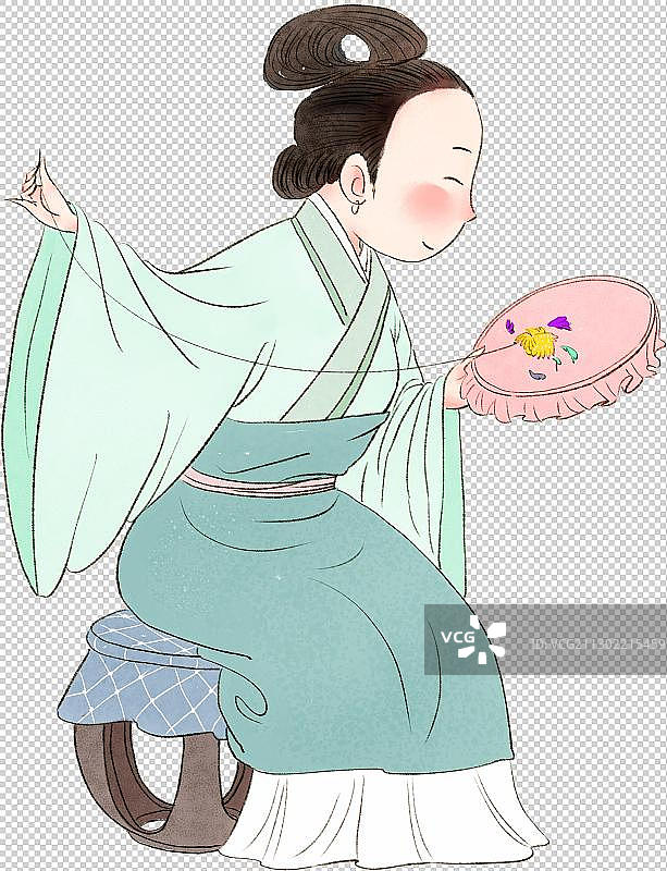 游子身上衣临行密密缝刺绣针线人物动作元素图片素材