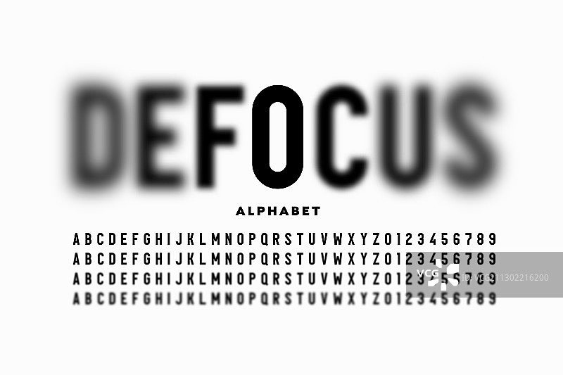 具有聚焦和散焦字母的字体设计图片素材