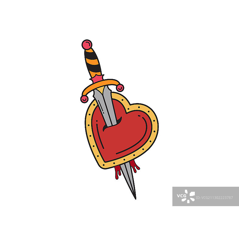 匕首怀旧纹身徽章标签图片素材