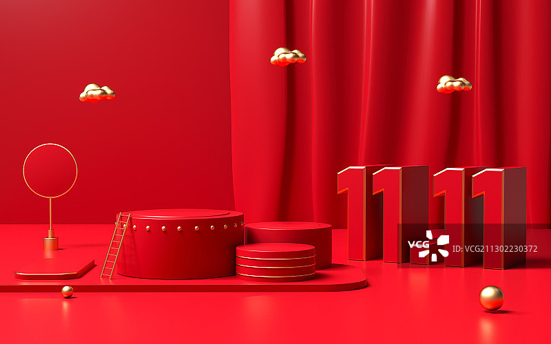 双十一3D展示台背景图片素材