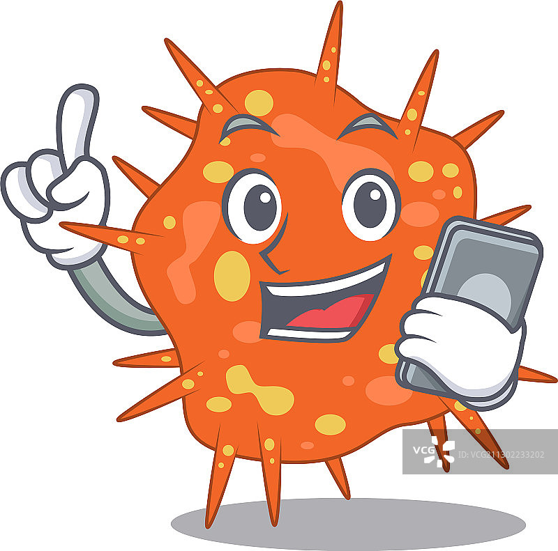 伯克霍尔德氏菌卡通形象正在打电话图片素材