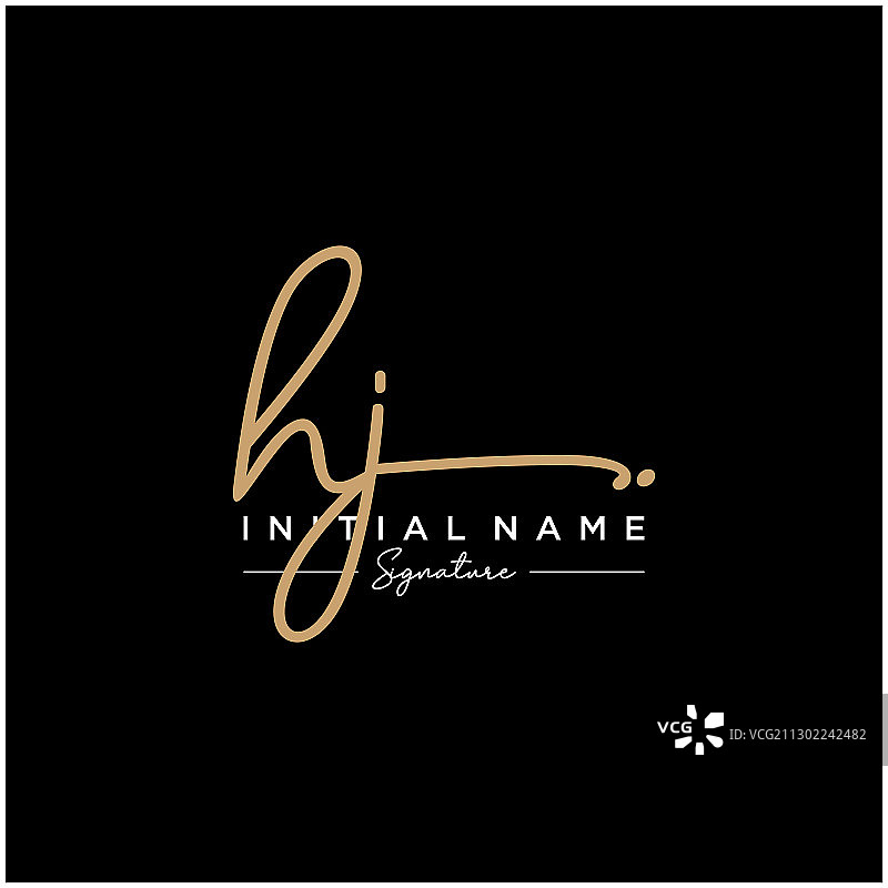 字母HJ签名标志模板图片素材