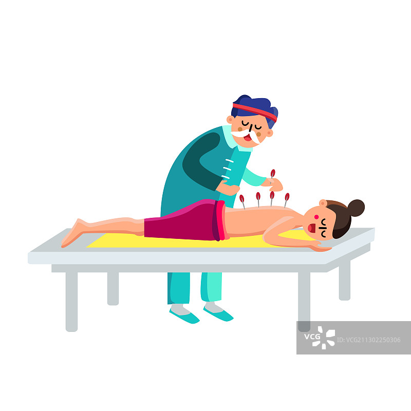 接受针灸治疗的女人图片素材