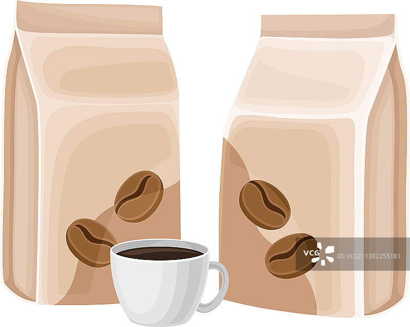 盛放烘焙咖啡豆的纸袋（用于销售）图片素材