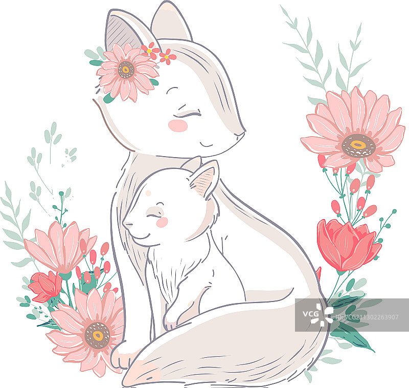 母亲与动物宝宝图片素材