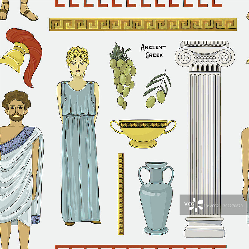 古希腊传统服饰套装图片素材