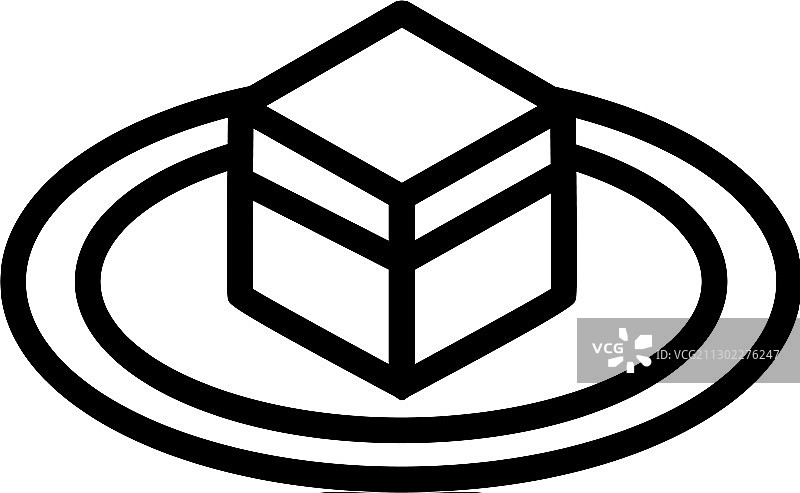 带围栏的立方体石头天房图标轮廓图片素材