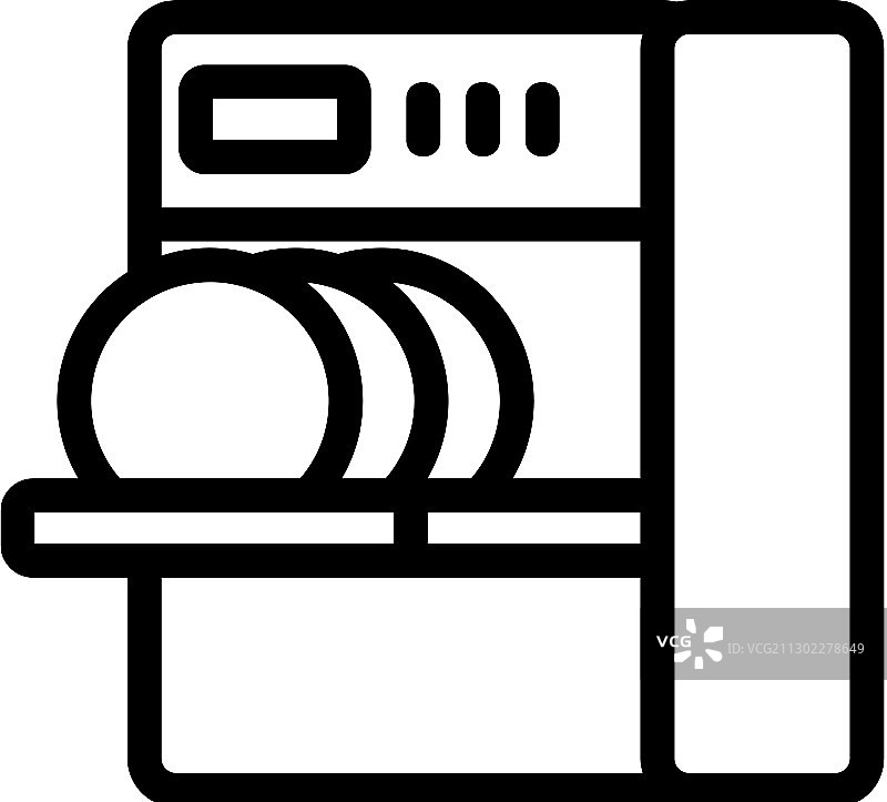 将餐具装入洗碗机图标轮廓图片素材