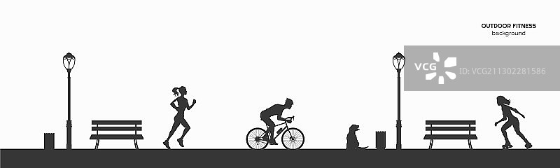 户外健身运动人物剪影图片素材