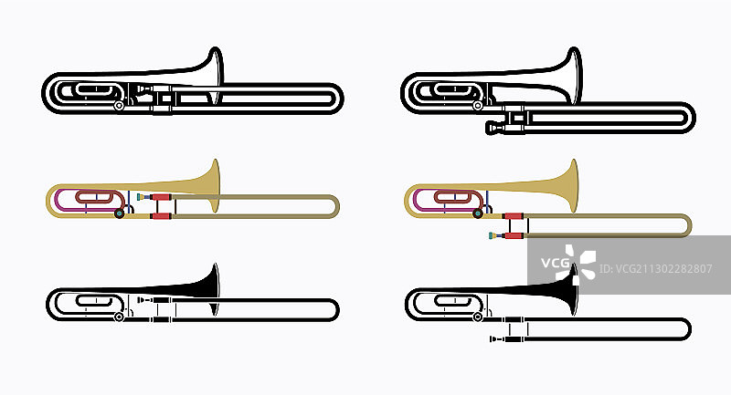 长号乐器卡通音乐图案图片素材