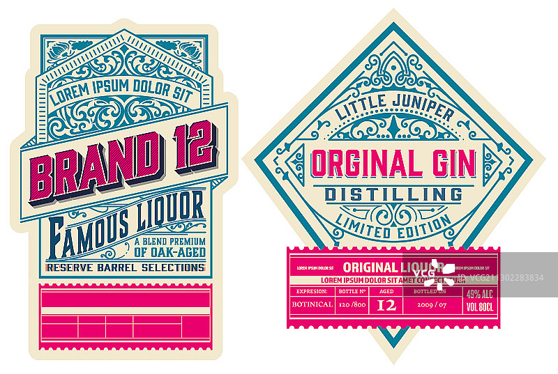 复古分层标签2件套图片素材
