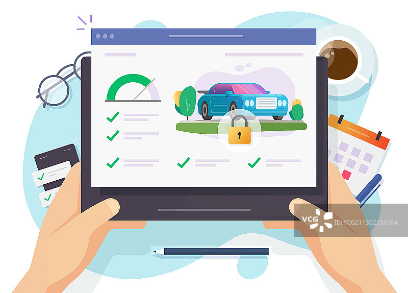 连接智能汽车的数位板设备图片素材