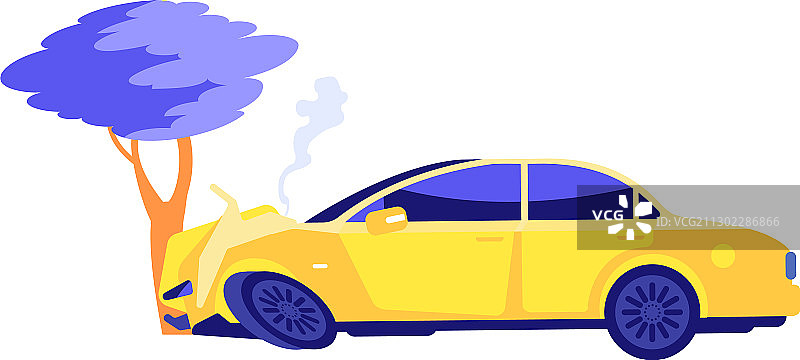 汽车撞到树上图片素材