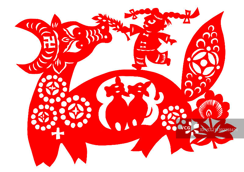 剪纸牛图片素材