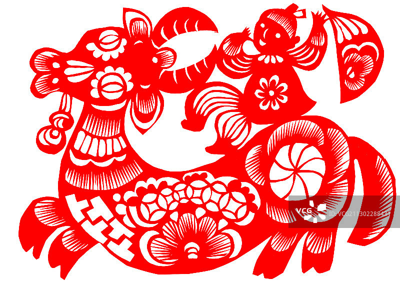剪纸牛图片素材