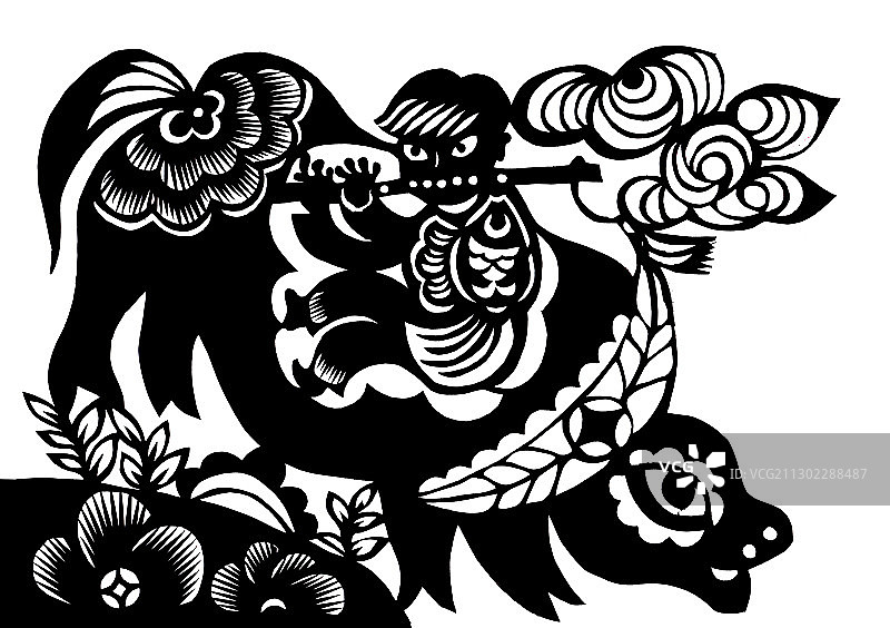 剪纸牛图片素材