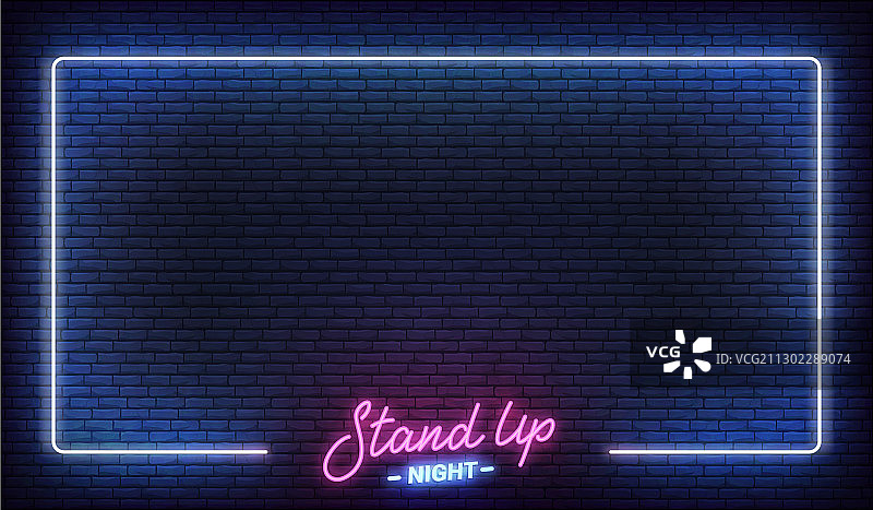 单口喜剧霓虹灯模板图片素材