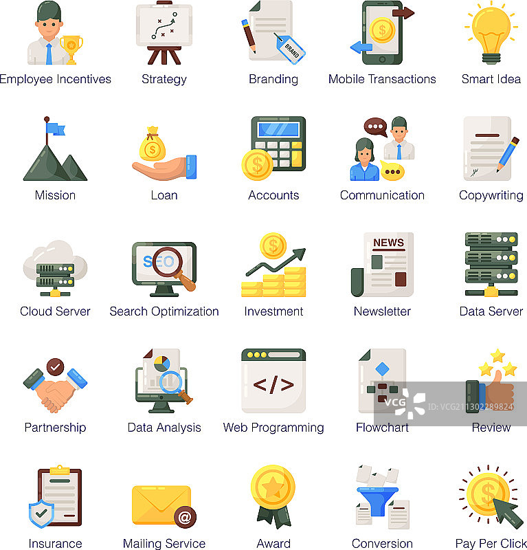 扁平风格商务图标包图片素材