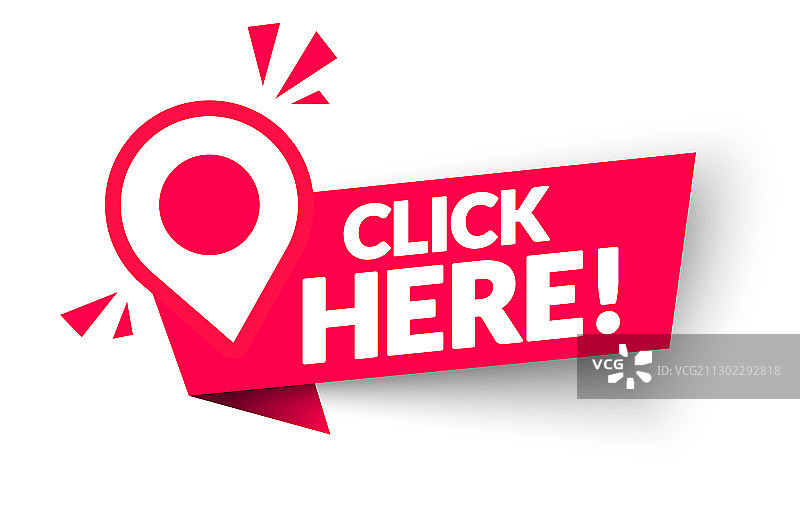 点击此处现代网页banner，带指针图标图片素材