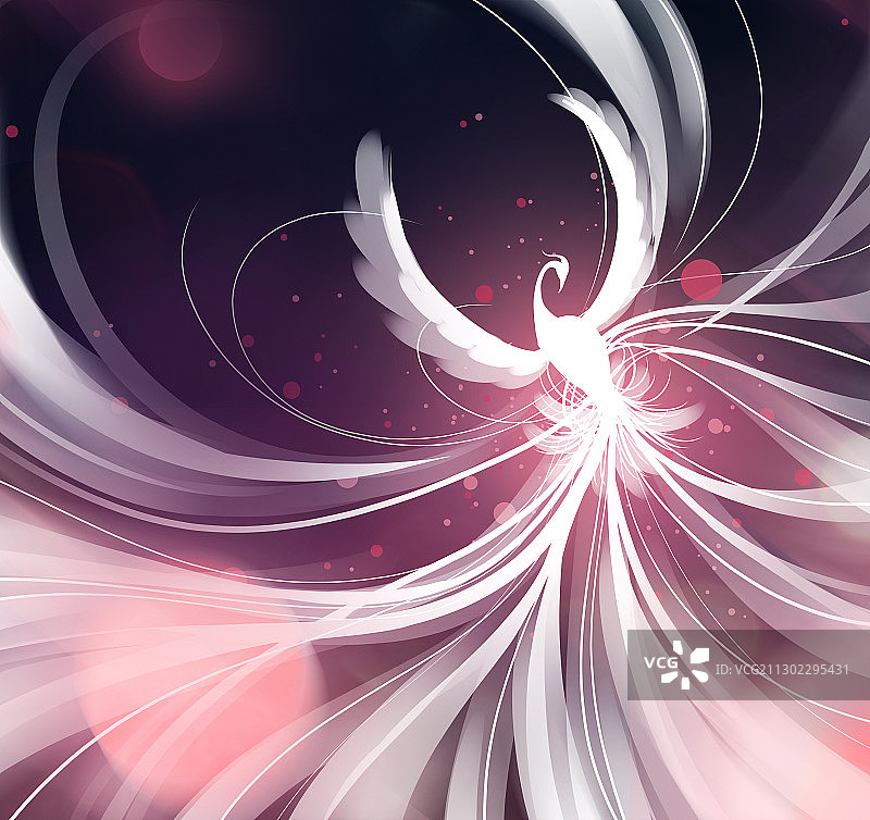 飞鸟集白色飞鸟羽毛翱翔神话魔幻山海经板绘插画图片素材