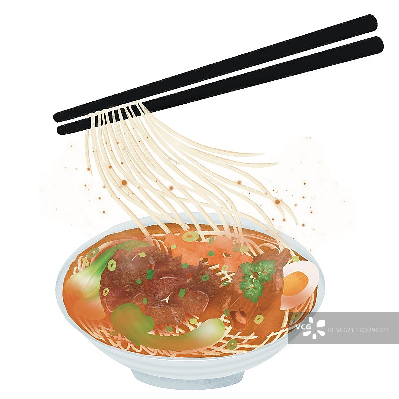 手绘牛肉面插画图片素材