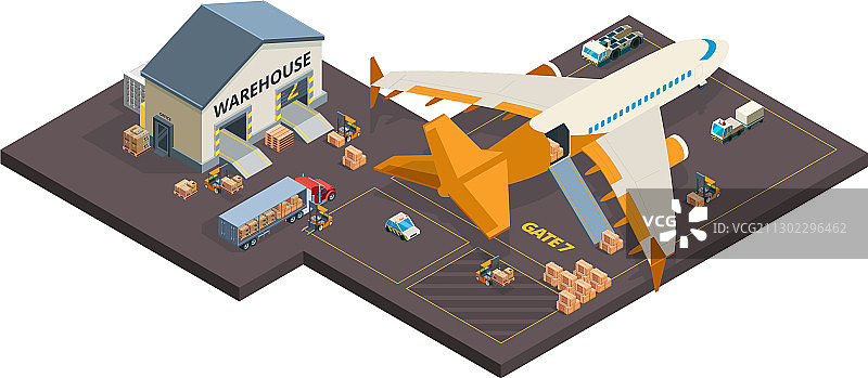 货机装载飞机包裹图片素材