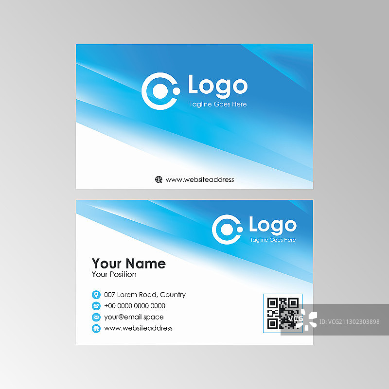 简约抽象清新蓝色时尚名片图片素材