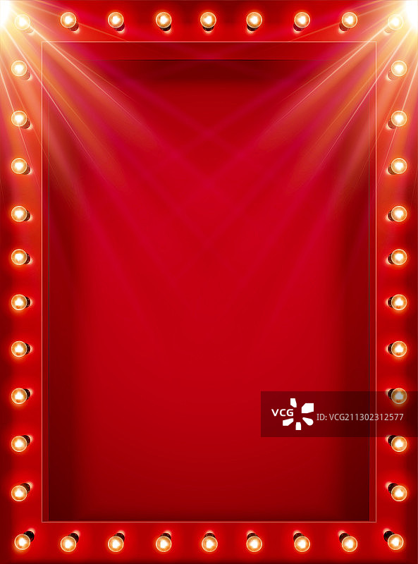 有灯泡的红色化妆镜背景素材图片素材