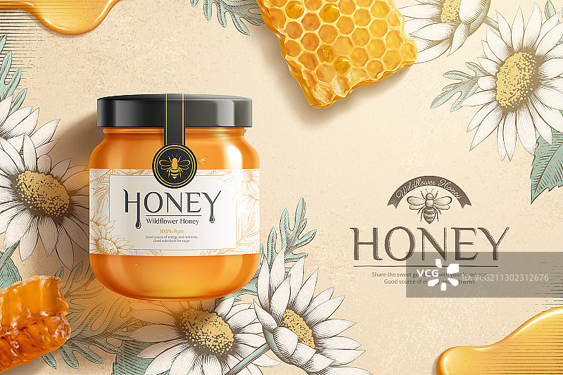 天然野花蜂蜜横幅广告图片素材