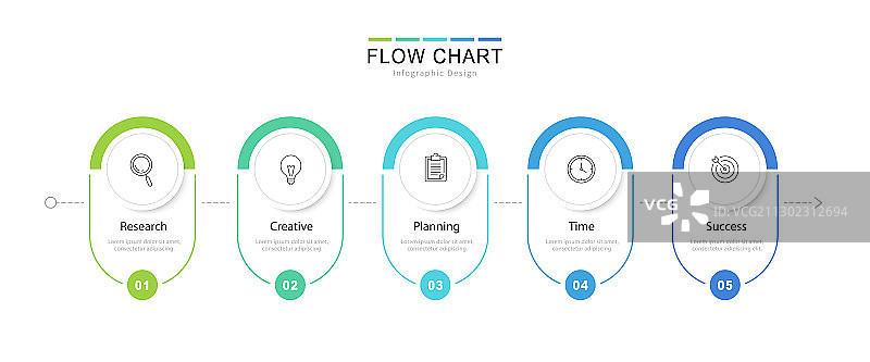 商务半圆框流程图模板图片素材