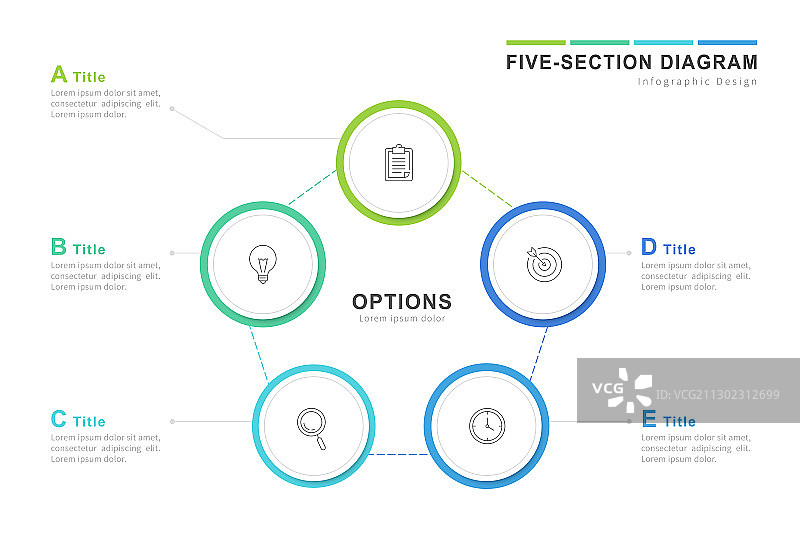 五阶段圆框图解模板图片素材
