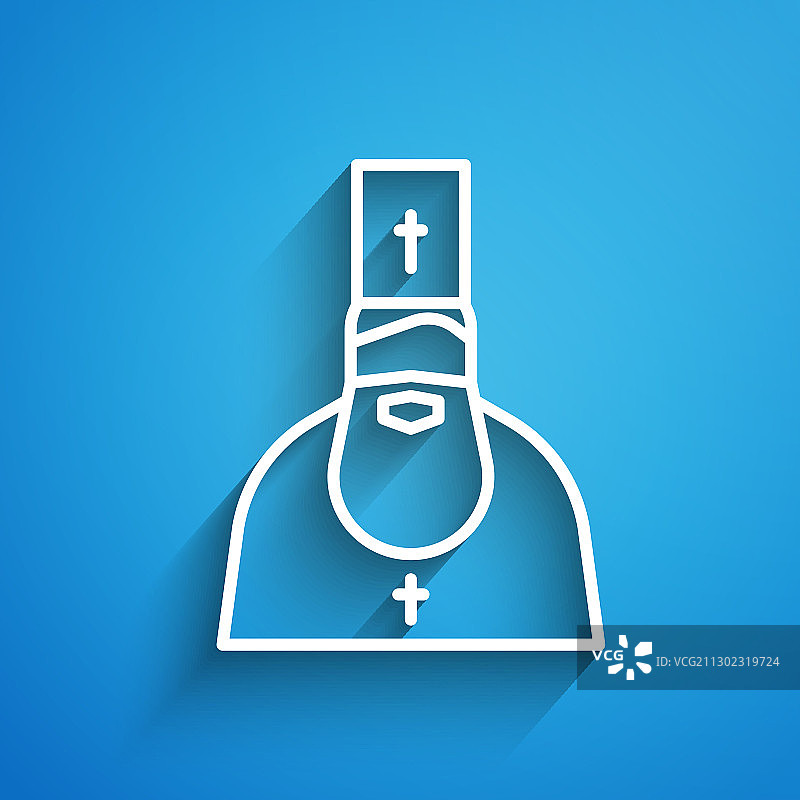 蓝色背景上的白色线条牧师图标图片素材