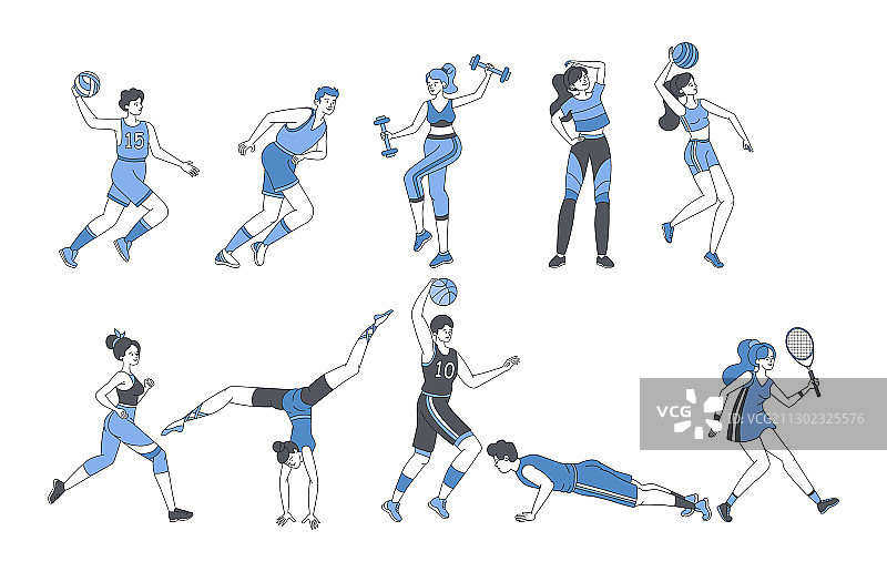 年轻人进行体育健身活动图片素材