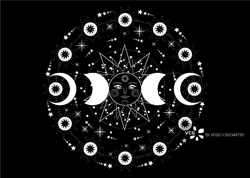 三重月亮异教威卡女神太阳系图片素材
