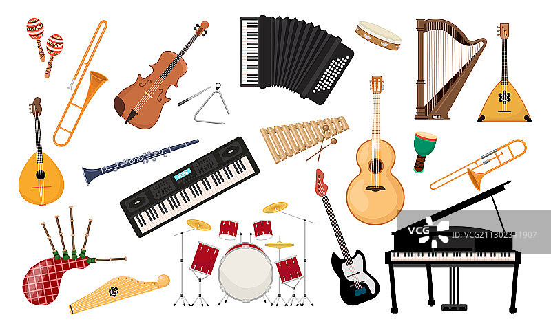 民间古典乐器套装图片素材