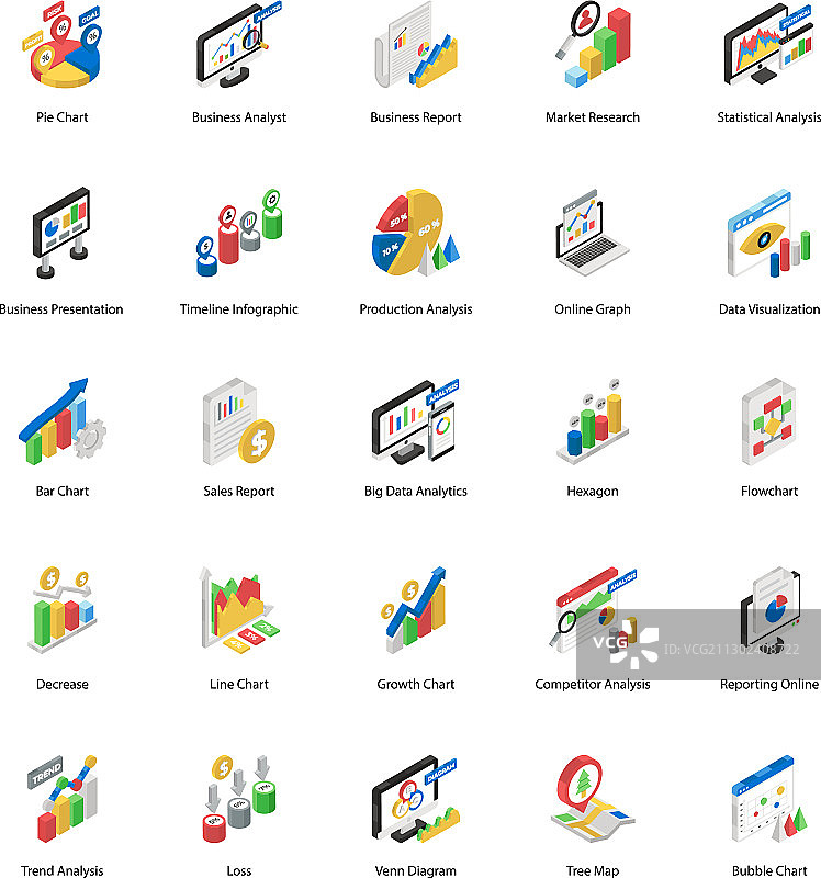 图表2.5D图标包图片素材