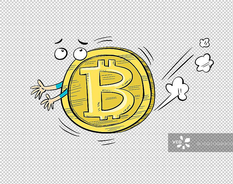 逃跑的比特币图片素材