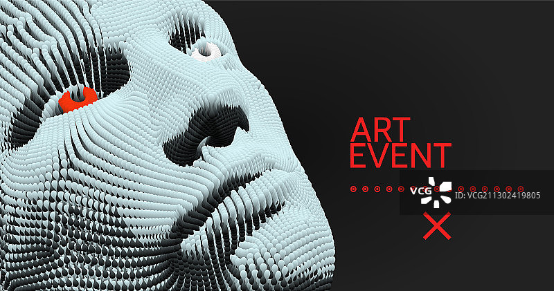 艺术活动邀请函模板3D数字面孔图片素材