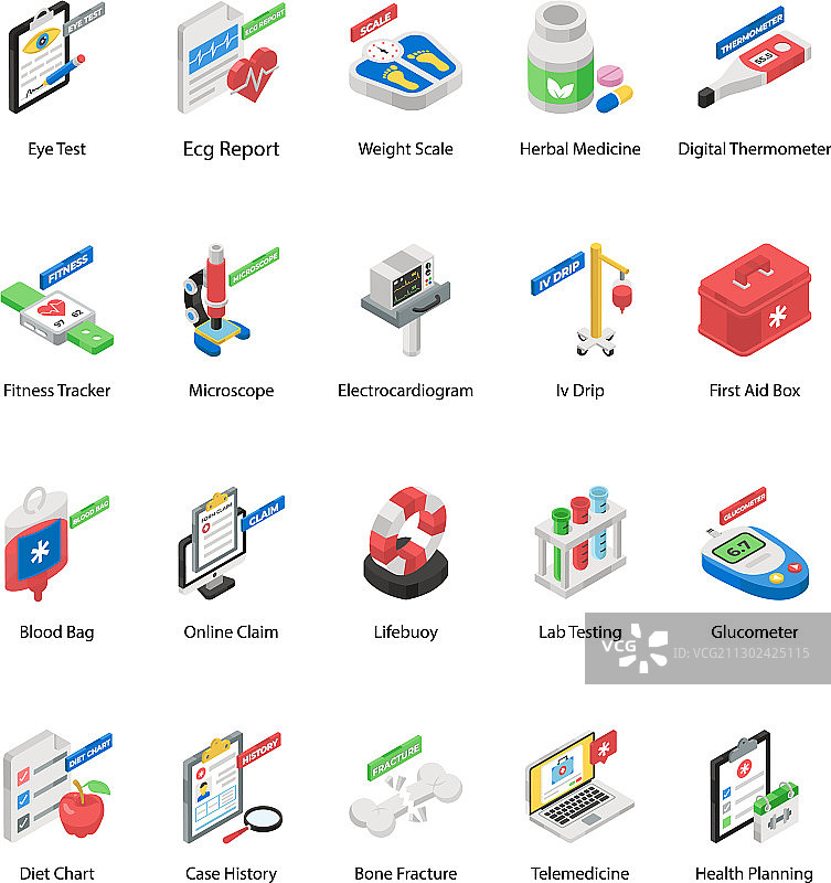 医疗配件等距图标包图片素材